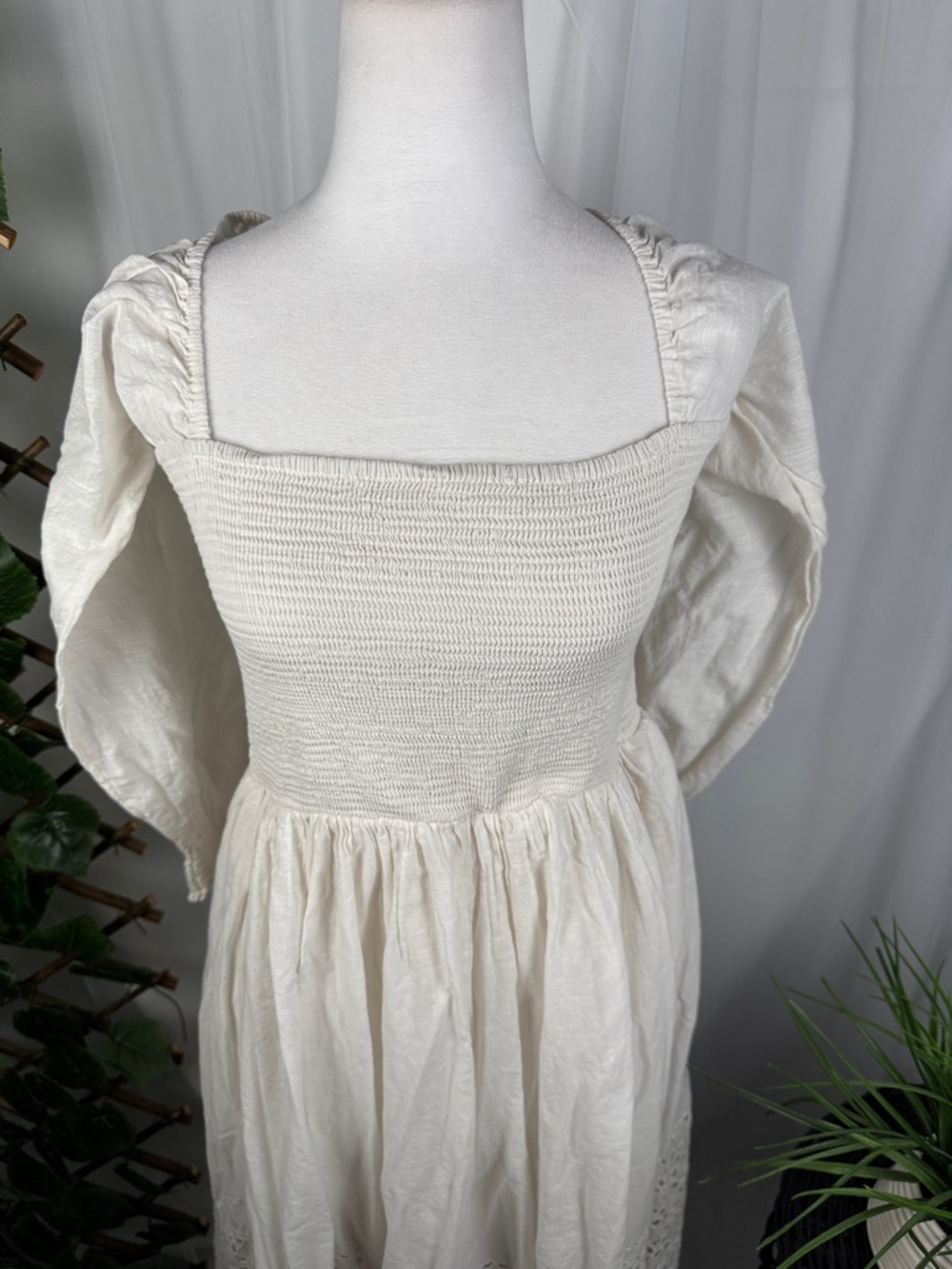 Free People Ivory Eyelet Maxi Dress with Smocked Bodice - Picture 2 of 10
